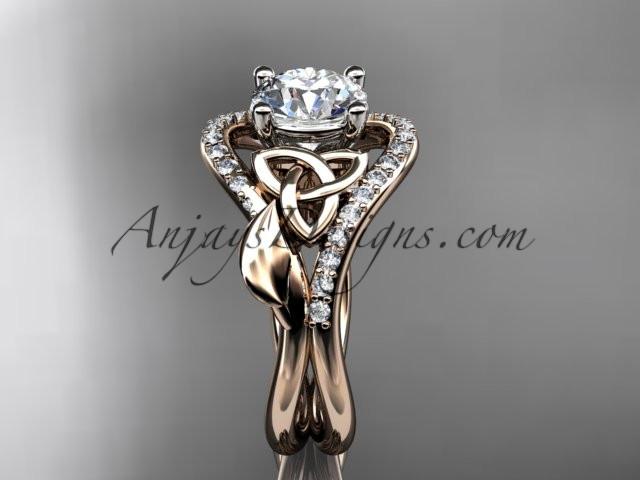 14kt rose gold diamond celtic trinity knot wedding ring, engagement ring CT7244 - AnjaysDesigns