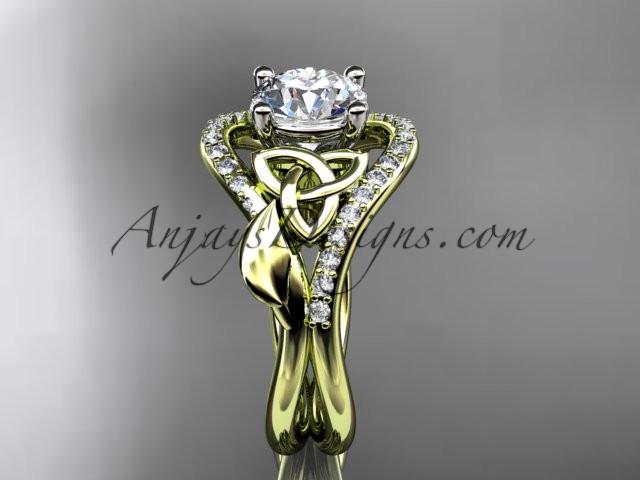 14kt yellow gold diamond celtic trinity knot wedding ring, engagement ring CT7244 - AnjaysDesigns