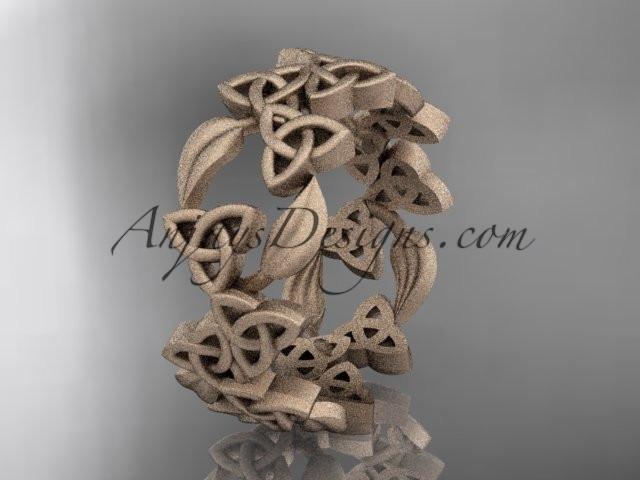 14kt rose gold celtic trinity knot matte finish wedding band, engagement ring CT7250B - AnjaysDesigns