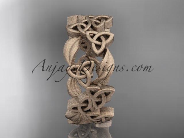 14kt rose gold celtic trinity knot matte finish wedding band, engagement ring CT7250B - AnjaysDesigns