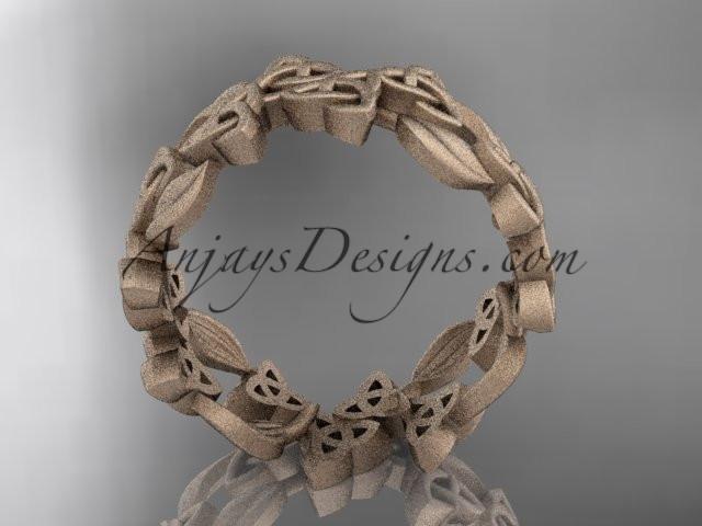 14kt rose gold celtic trinity knot matte finish wedding band, engagement ring CT7250B - AnjaysDesigns