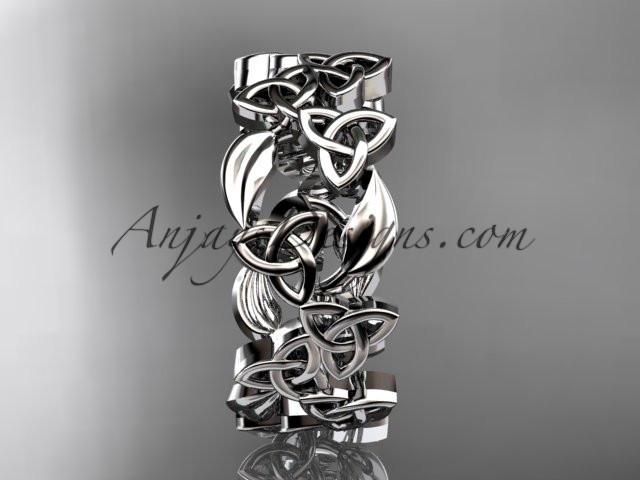 platinum celtic trinity knot wedding band, engagement ring CT7250B - AnjaysDesigns