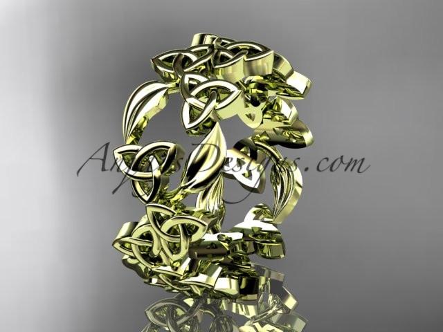 14kt yellow gold celtic trinity knot wedding band, engagement ring CT7250B - AnjaysDesigns