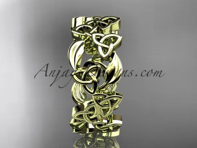 14kt yellow gold celtic trinity knot wedding band, engagement ring CT7250B - AnjaysDesigns