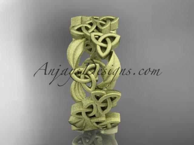 14kt yellow gold celtic trinity knot matte finish wedding band, engagement ring CT7250B - AnjaysDesigns