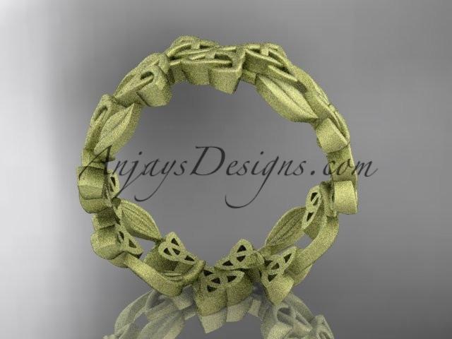 14kt yellow gold celtic trinity knot matte finish wedding band, engagement ring CT7250B - AnjaysDesigns