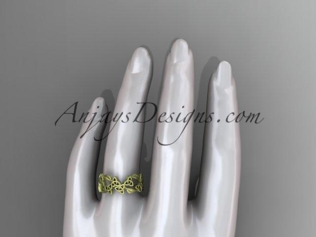 14kt yellow gold celtic trinity knot matte finish wedding band, engagement ring CT7250B - AnjaysDesigns
