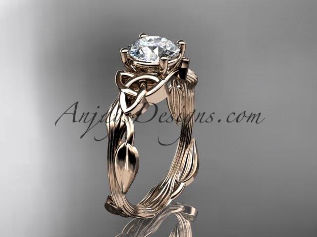 14kt rose gold diamond celtic trinity knot wedding ring, engagement ring CT7251 - AnjaysDesigns
