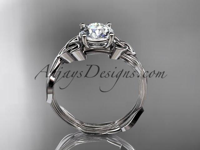 14kt white gold diamond celtic trinity knot wedding ring, engagement ring with a "Forever One" Moissanite center stone CT7251 - AnjaysDesigns