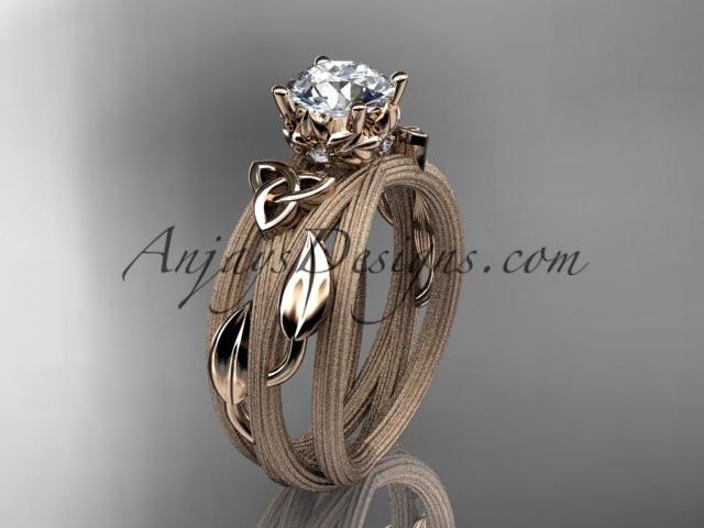 14kt rose gold diamond celtic trinity knot wedding ring, engagement ring CT7253 - AnjaysDesigns
