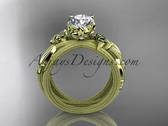 14kt yellow gold diamond celtic trinity knot wedding ring, engagement ring CT7253 - AnjaysDesigns