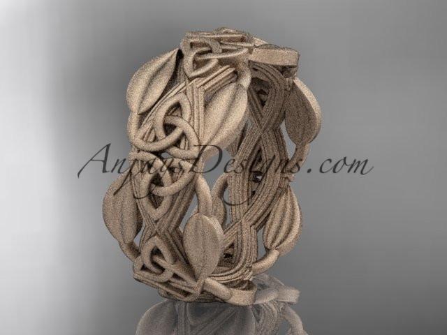14kt rose gold celtic trinity knot matte finish wedding band, engagement ring CT7259B - AnjaysDesigns