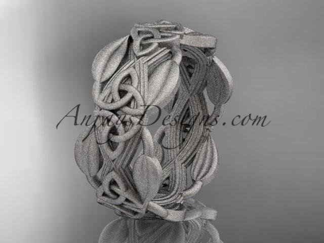 platinum celtic trinity knot matte finish wedding band, engagement ring CT7259B - AnjaysDesigns