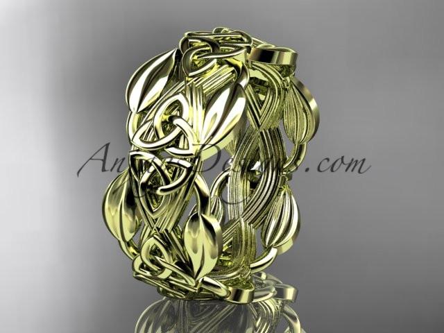 14kt yellow gold celtic trinity knot wedding band, engagement ring CT7259B - AnjaysDesigns