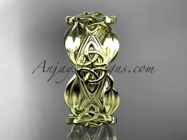 14kt yellow gold celtic trinity knot wedding band, engagement ring CT7259B - AnjaysDesigns