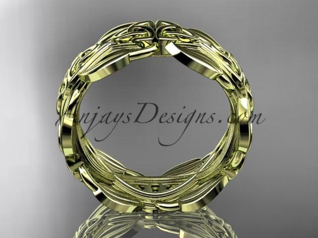 14kt yellow gold celtic trinity knot wedding band, engagement ring CT7259B - AnjaysDesigns