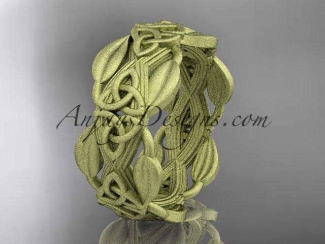 14kt yellow gold celtic trinity knot matte finish wedding band, engagement ring CT7259B - AnjaysDesigns