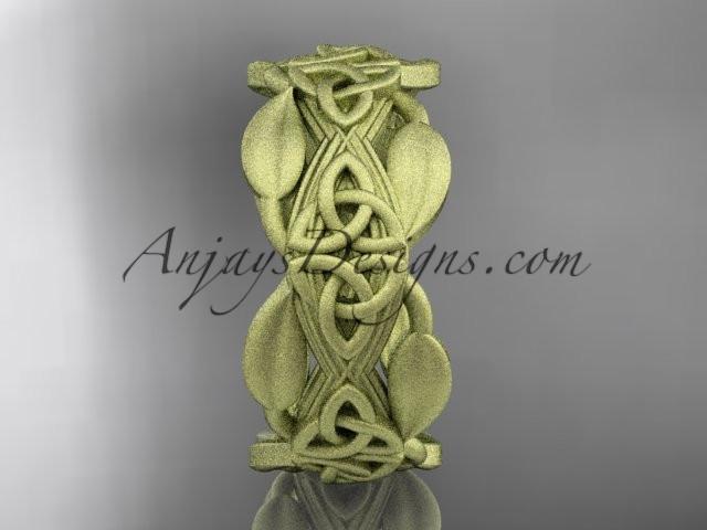 14kt yellow gold celtic trinity knot matte finish wedding band, engagement ring CT7259B - AnjaysDesigns