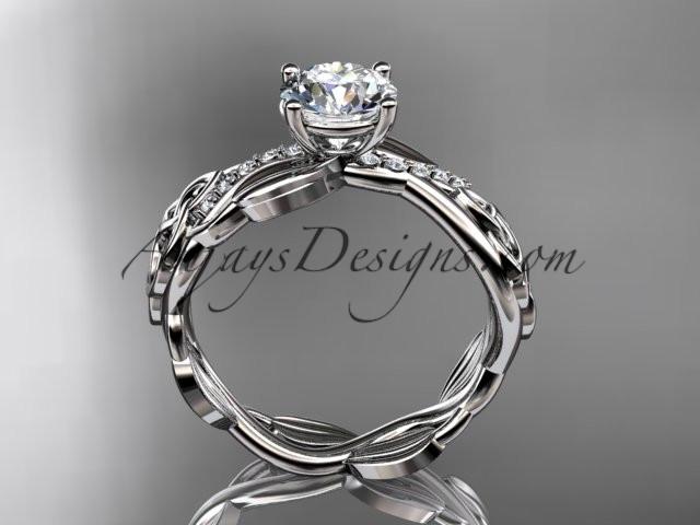 14kt white gold diamond celtic trinity knot wedding ring, engagement ring with a "Forever One" Moissanite center stone CT7270 - AnjaysDesigns