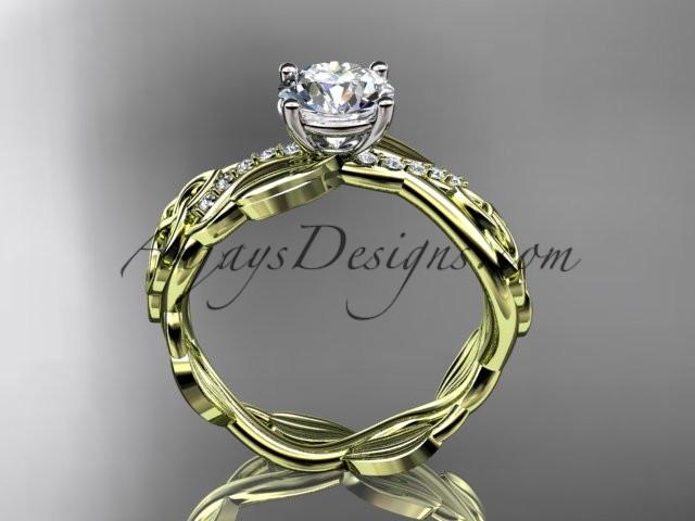 14kt yellow gold diamond celtic trinity knot wedding ring, engagement ring with a "Forever One" Moissanite center stone CT7270 - AnjaysDesigns