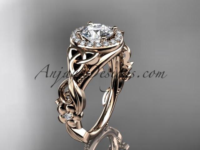 14kt rose gold diamond celtic trinity knot wedding ring, engagement ring CT7300 - AnjaysDesigns