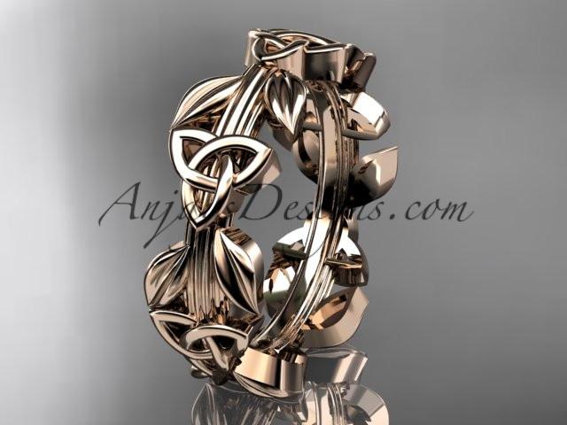 14kt rose gold diamond celtic trinity knot wedding band, engagement ring CT7316B - AnjaysDesigns