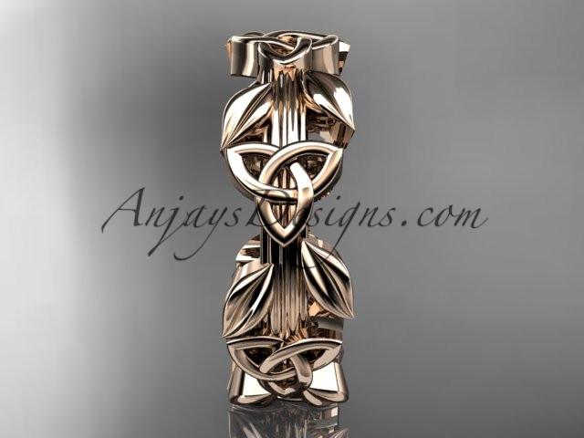 14kt rose gold diamond celtic trinity knot wedding band, engagement ring CT7316B - AnjaysDesigns