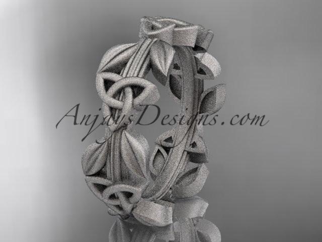 platinum celtic trinity knot matte finish wedding band, engagement ring CT7316B - AnjaysDesigns