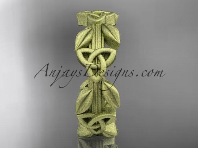 14kt yellow gold celtic trinity knot matte finish wedding band, engagement ring CT7316B - AnjaysDesigns