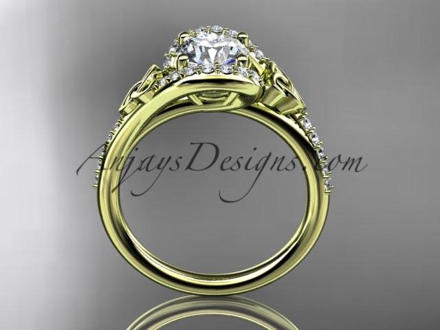 14kt yellow gold diamond celtic trinity knot wedding ring, engagement ring CT7317 - AnjaysDesigns