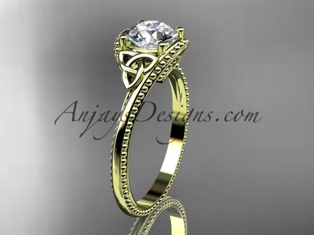 14kt yellow gold celtic trinity knot wedding ring, engagement ring CT7322 - AnjaysDesigns