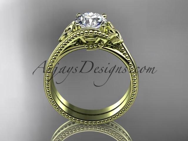 14kt yellow gold celtic trinity knot wedding ring, engagement set CT7322S - AnjaysDesigns