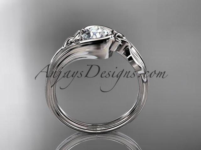 14kt white gold diamond celtic trinity knot wedding ring, engagement ring with a "Forever One" Moissanite center stone CT7324 - AnjaysDesigns