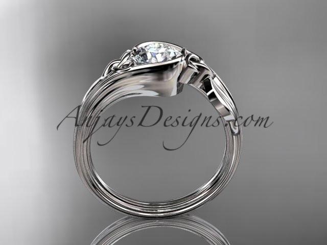 platinum diamond celtic trinity knot wedding ring, engagement ring with a "Forever One" Moissanite center stone CT7324 - AnjaysDesigns