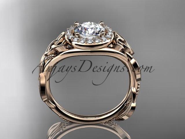 14kt rose gold diamond celtic trinity knot wedding ring, engagement ring CT7327 - AnjaysDesigns