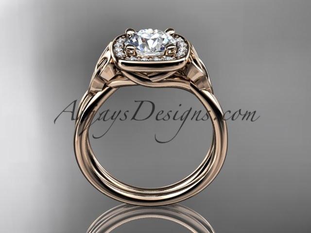14kt rose gold diamond celtic trinity knot wedding ring, engagement ring CT7330 - AnjaysDesigns