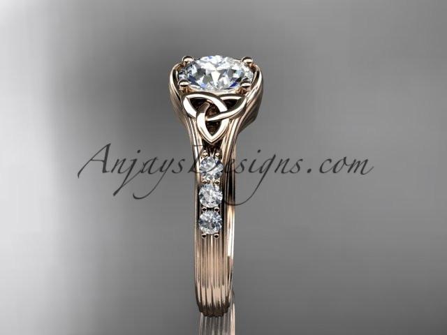 14kt rose gold diamond celtic trinity knot wedding ring, engagement ring CT7333 - AnjaysDesigns