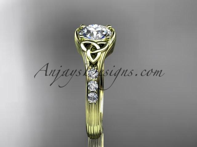 14kt yellow gold diamond celtic trinity knot wedding ring, engagement ring CT7333 - AnjaysDesigns