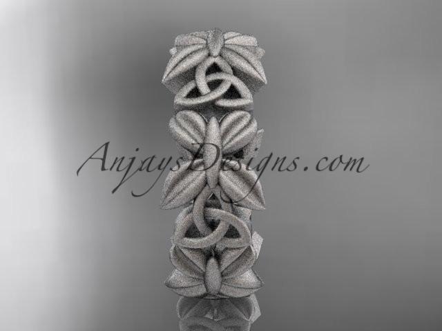platinum celtic trinity knot matte finish wedding band, engagement ring CT7347G - AnjaysDesigns