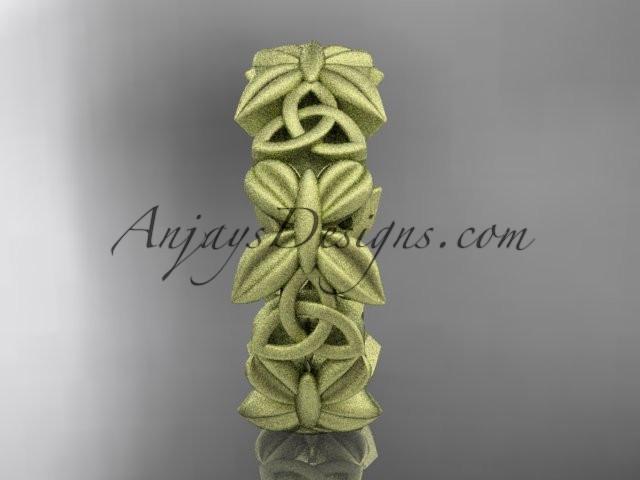 14kt yellow gold celtic trinity knot matte finish wedding band, engagement ring CT7347G - AnjaysDesigns
