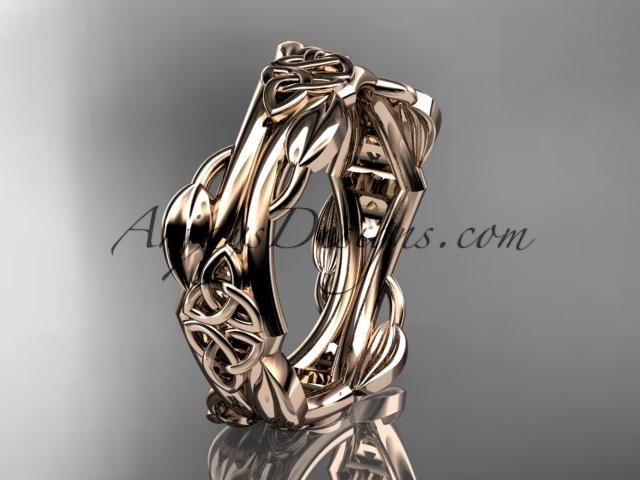 14kt rose gold diamond celtic trinity knot wedding band, engagement ring CT7354G - AnjaysDesigns