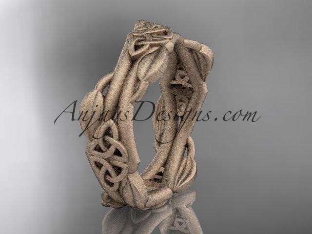 14kt rose gold diamond celtic trinity knot matte finish wedding band, engagement ring CT7354G - AnjaysDesigns