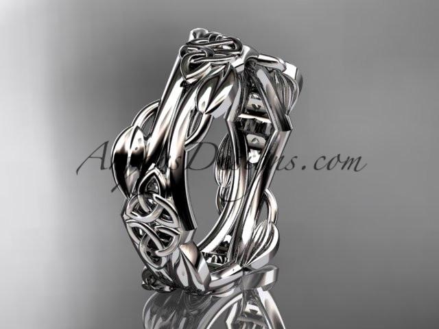 14kt white gold celtic trinity knot wedding band, engagement ring CT7354G - AnjaysDesigns