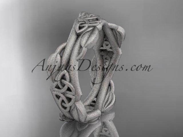 platinum celtic trinity knot matte finish wedding band, engagement ring CT7354G - AnjaysDesigns
