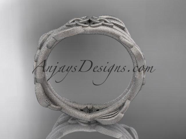 platinum celtic trinity knot matte finish wedding band, engagement ring CT7354G - AnjaysDesigns