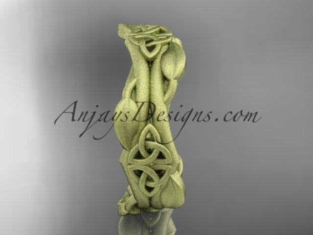 14kt yellow gold celtic trinity knot matte finish wedding band, engagement ring CT7354G - AnjaysDesigns