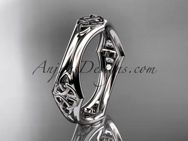 14kt white gold celtic trinity knot wedding band, engagement ring CT7356G - AnjaysDesigns