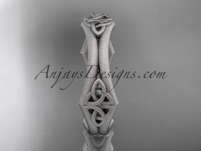 platinum celtic trinity knot matte finish wedding band, engagement ring CT7356G - AnjaysDesigns
