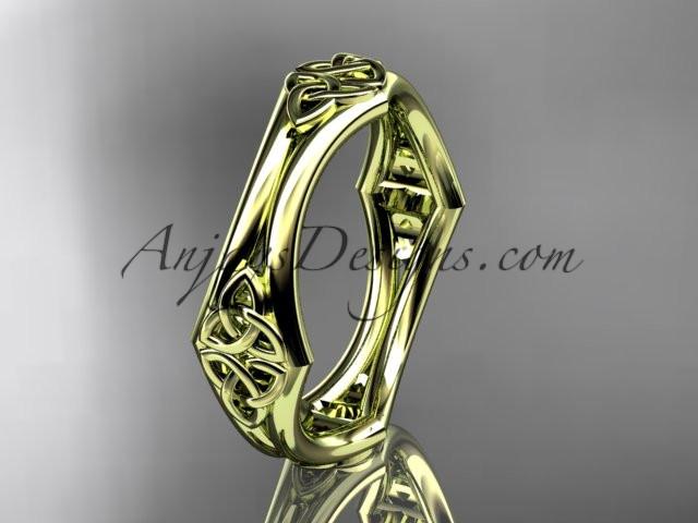 14kt yellow gold celtic trinity knot wedding band, engagement ring CT7356G - AnjaysDesigns