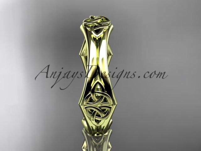 14kt yellow gold celtic trinity knot wedding band, engagement ring CT7356G - AnjaysDesigns